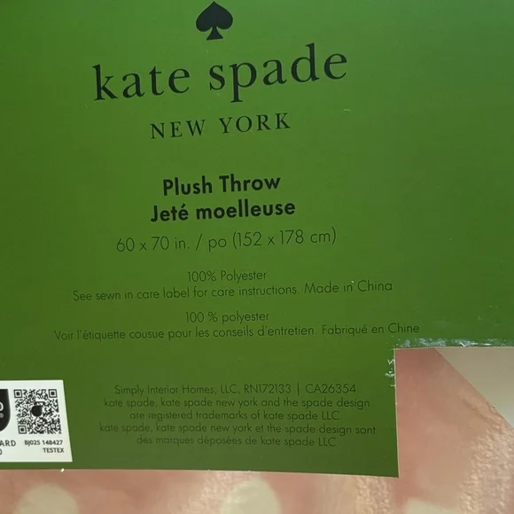 kate spade Pink and White Plush Throw - Picture 6 of 7